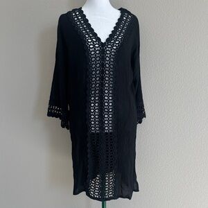 Salty Lemon Black Crochet Swim Cover-Up
